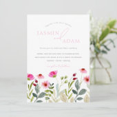 Invitation Mariage Fleur de Champ Rose Moderne (Debout devant)