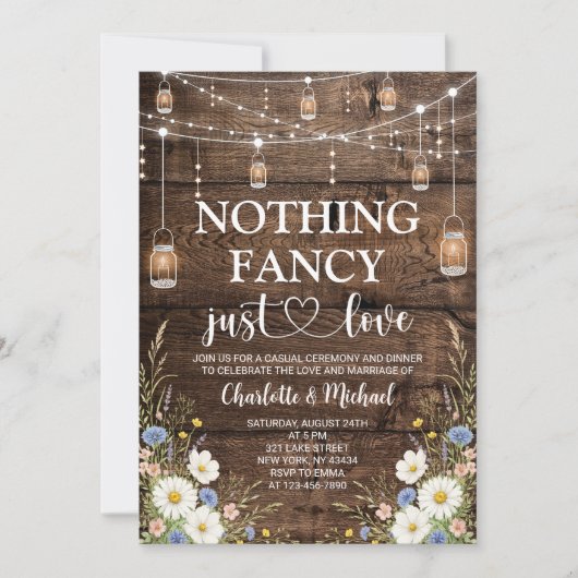 Invitation Mariage Fleur de Champ Rustique Rien de Fantaisist (Devant)