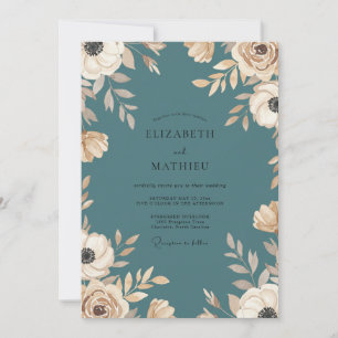 Invitation Mariage Fleur de Champagne Ardoise