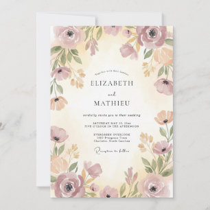 Invitation Mariage Fleur de Champagné au Plum