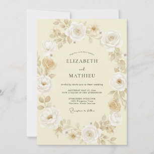 Invitation Mariage Fleur de Champagne Dorée