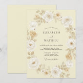 Invitation Mariage Fleur de Champagne Dorée (Devant / Derrière)