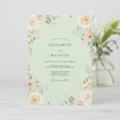 Invitation Mariage Fleur de Champagne Menthe (Debout devant)