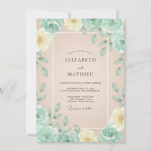 Invitation Mariage Fleur de Champagne Menthe