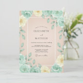 Invitation Mariage Fleur de Champagne Menthe (Debout devant)
