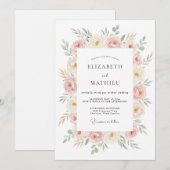 Invitation Mariage Fleur de Champagne Rose (Devant / Derrière)