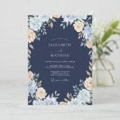 Invitation Mariage Fleur de Champagne Saphir (Debout devant)