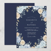 Invitation Mariage Fleur de Champagne Saphir (Devant / Derrière)