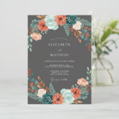 Invitation Mariage Fleur de Charbon Aqua (Debout devant)