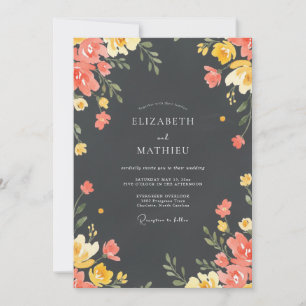 Invitation Mariage Fleur de Charbon de Corail