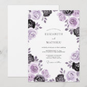 Invitation Mariage Fleur de Charbon de Mauve (Devant / Derrière)