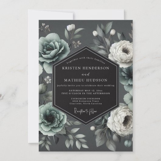 Invitation Mariage Fleur de Charbon d'Hellebore (Devant)