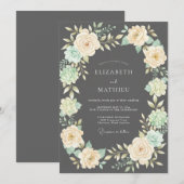 Invitation Mariage Fleur de Charbon d'Ivoire (Devant / Derrière)