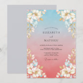 Invitation Mariage Fleur de Ciel Bleu (Devant / Derrière)