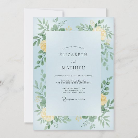 Invitation Mariage Fleur de Ciel Citron (Devant)