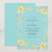 Invitation Mariage Fleur de Ciel Doré (Devant / Derrière)