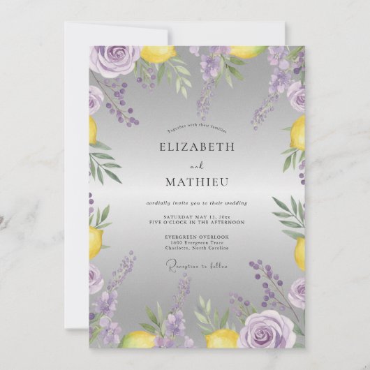 Invitation Mariage Fleur de Citron Améthyste (Devant)