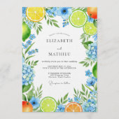 Invitation Mariage Fleur de Citron Bleu (Devant)