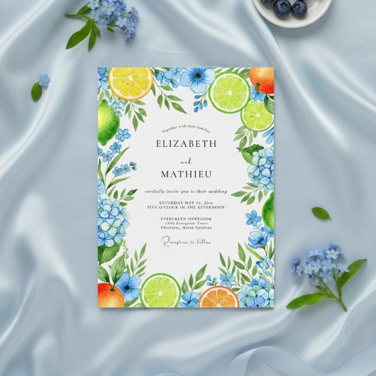 Invitation Mariage Fleur de Citron Bleu
