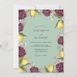 Invitation Mariage Fleur de Citron Bourgogne