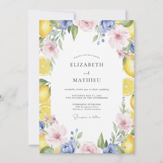 Invitation Mariage Fleur de Citron Jaune (Devant)