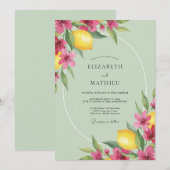 Invitation Mariage Fleur de Citron Rose (Devant / Derrière)