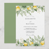 Invitation Mariage Fleur de Citron Vert Sauge (Devant / Derrière)