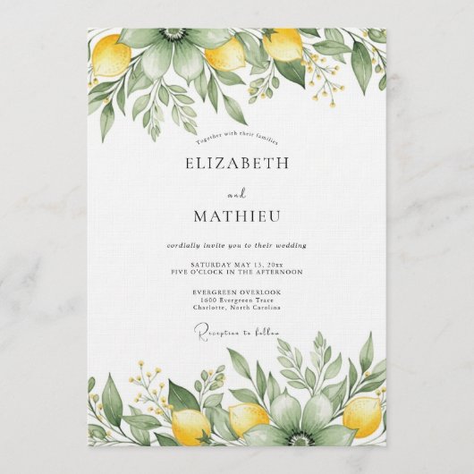 Invitation Mariage Fleur de Citron Vert Sauge (Devant)