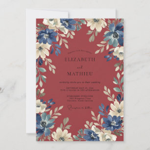 Invitation Mariage Fleur de Cobalt Rubis