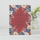Invitation Mariage Fleur de Cobalt Rubis (Debout devant)