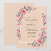 Invitation Mariage Fleur de Corail (Devant / Derrière)