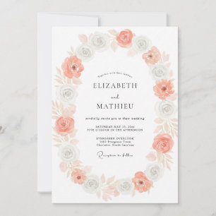 Invitation Mariage Fleur de Corail Argenté