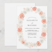 Invitation Mariage Fleur de Corail Argenté (Devant / Derrière)