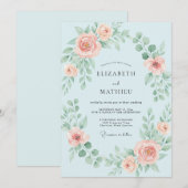 Invitation Mariage Fleur de Corail Bleuet (Devant / Derrière)