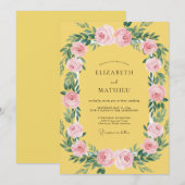 Invitation Mariage Fleur de Corail Canari (Devant / Derrière)
