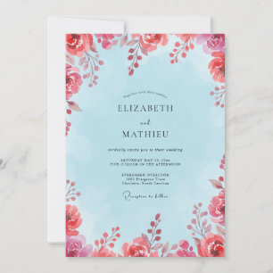 Invitation Mariage Fleur de Corail Céleste