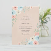 Invitation Mariage Fleur de Corail Champagne (Debout devant)