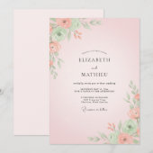 Invitation Mariage Fleur de Corail Chaud (Devant / Derrière)