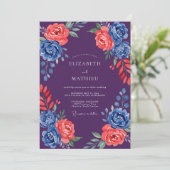 Invitation Mariage Fleur de Corail Cobalt Deep Purple (Debout devant)