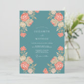 Invitation Mariage Fleur de Corail d'Acier (Debout devant)