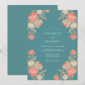 Invitation Mariage Fleur de Corail d'Acier (Devant / Derrière)