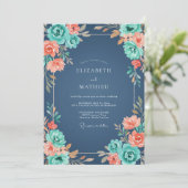 Invitation Mariage Fleur de Corail d'Ardoise (Debout devant)