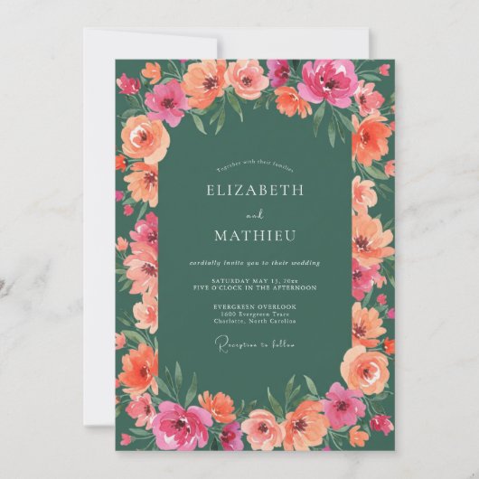 Invitation Mariage Fleur de Corail de la Forêt (Devant)