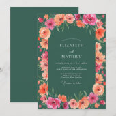 Invitation Mariage Fleur de Corail de la Forêt (Devant / Derrière)