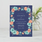 Invitation Mariage Fleur de Corail de Minuit (Debout devant)