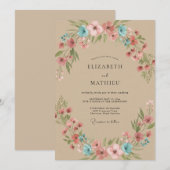 Invitation Mariage Fleur de Corail de Sable (Devant / Derrière)