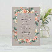 Invitation Mariage Fleur de Corail Délicate (Debout devant)