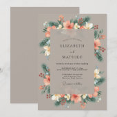 Invitation Mariage Fleur de Corail Délicate (Devant / Derrière)
