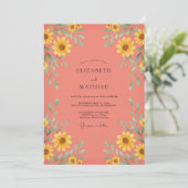 Invitation Mariage Fleur de Corail en Fleur (Debout devant)