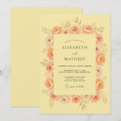 Invitation Mariage Fleur de Corail et Pêche (Devant / Derrière)